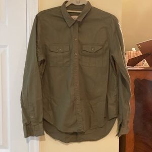 Hollister shirt olive green gold sparkles M cotton